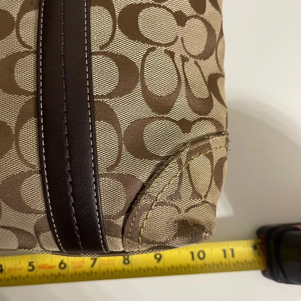 Vintage Y2K Coach Khaki & Brown Signature Canvas Tote